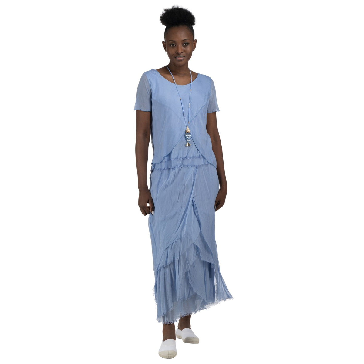 Silky tiered maxi skirt