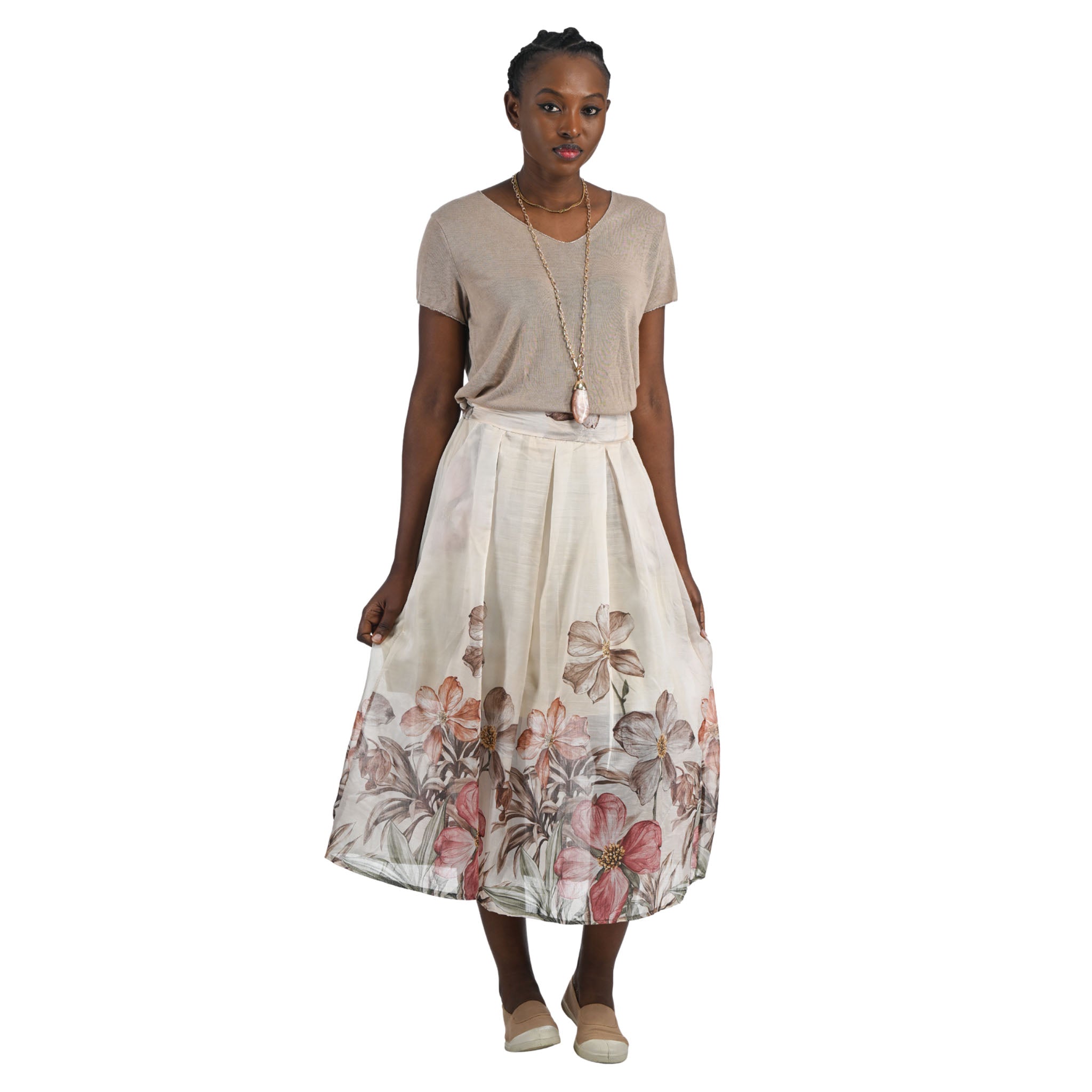 Giant blossom pleated skirt