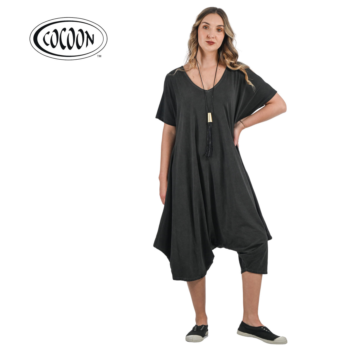 Cocoon overdyed harem jumpsuit