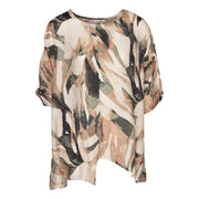 Oversized asymmetrical abstract print top