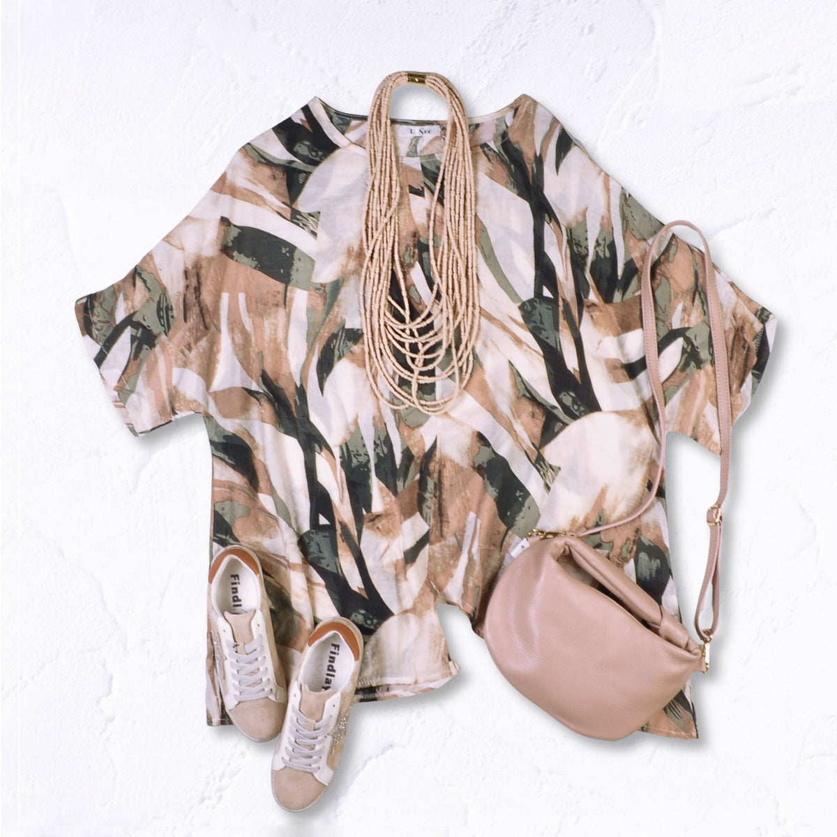 Oversized asymmetrical abstract print top