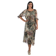 Marble print double layer silk dress