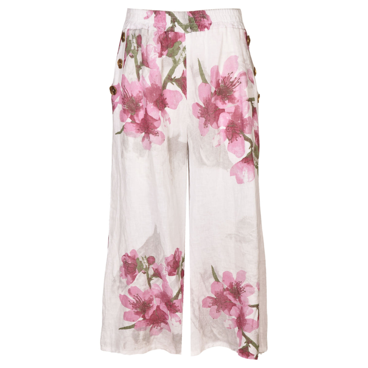 Hibiscus print linen pant