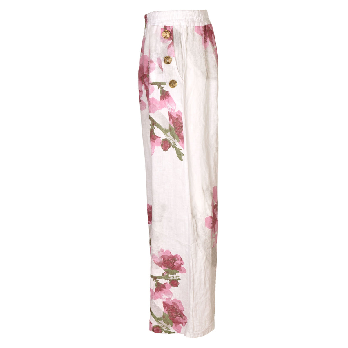 Hibiscus print linen pant