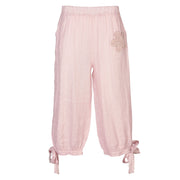 Crochet flower tie linen pant
