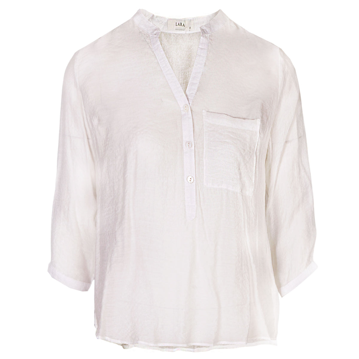 Sheer front pocket blouse