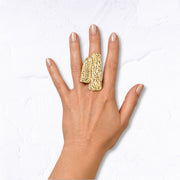 Textured double rectangular elasticated ring