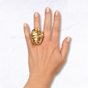 Giant textured oval elasticated ring