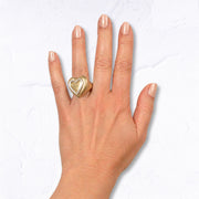 Double heart elasticated ring