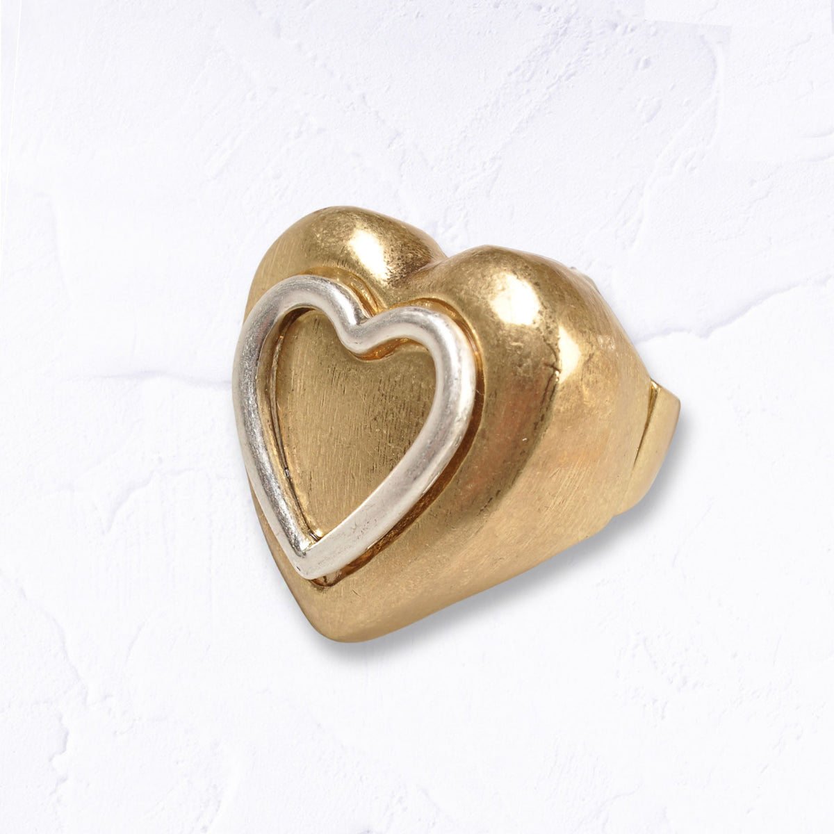 Double heart elasticated ring