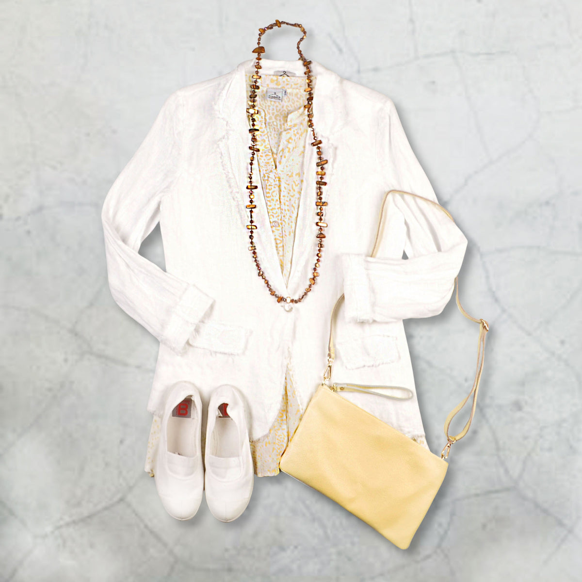 Raw edge linen jacket