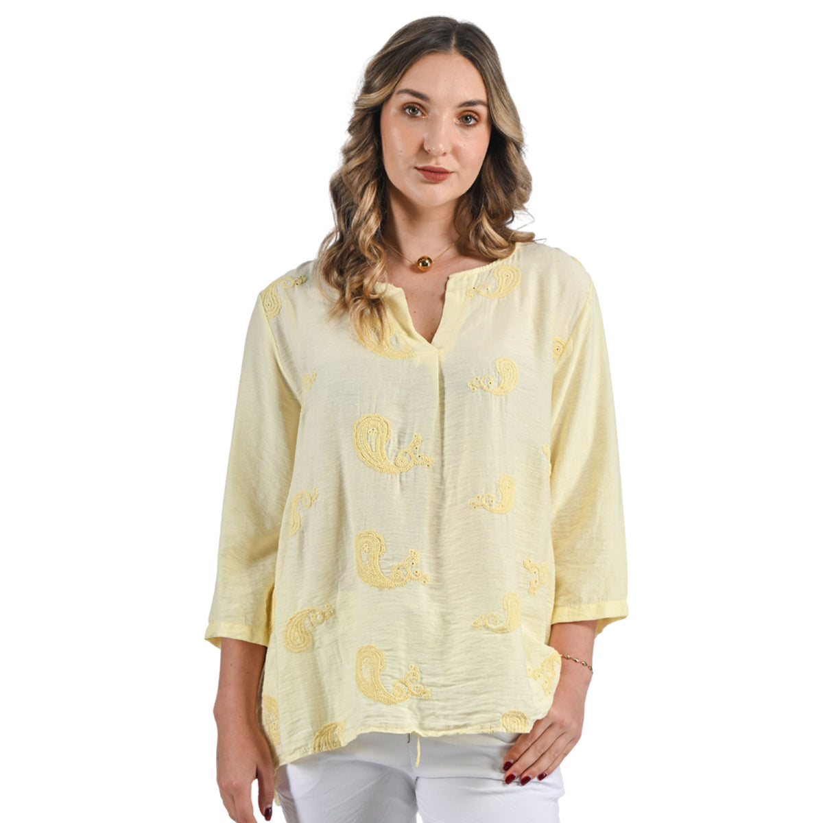 Embroidered paisley long shirt