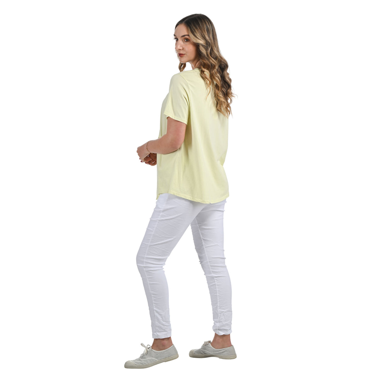 Mock wrap one pocket detail t-shirt