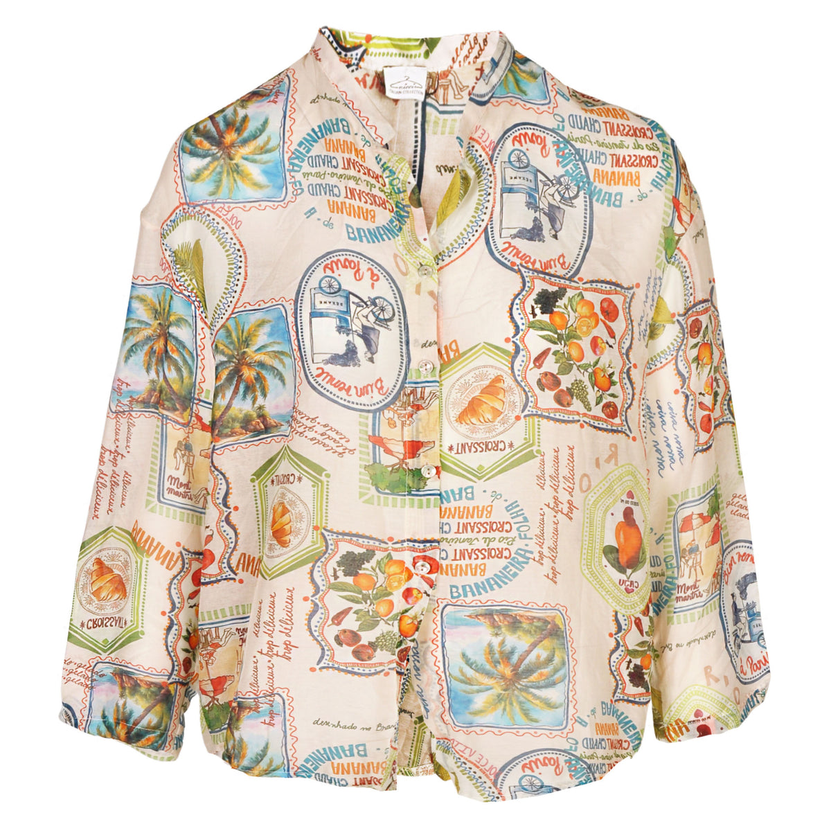 Croissant postcard print shirt
