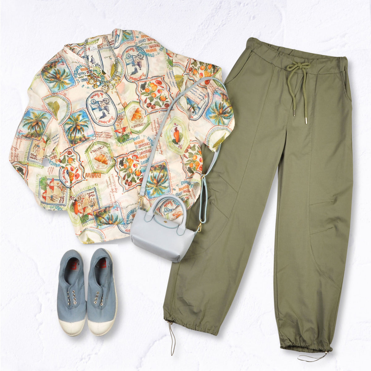 Croissant postcard print shirt
