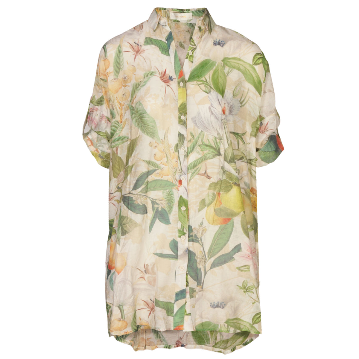 Floral fruit print long shirt