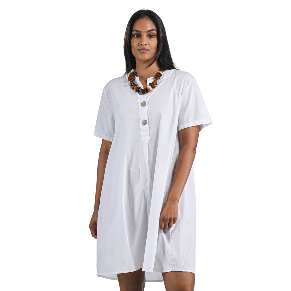 Two button mandarin shirt dress
