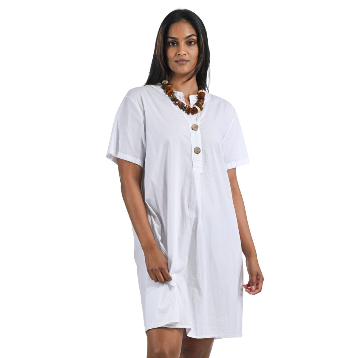 Two button mandarin shirt dress