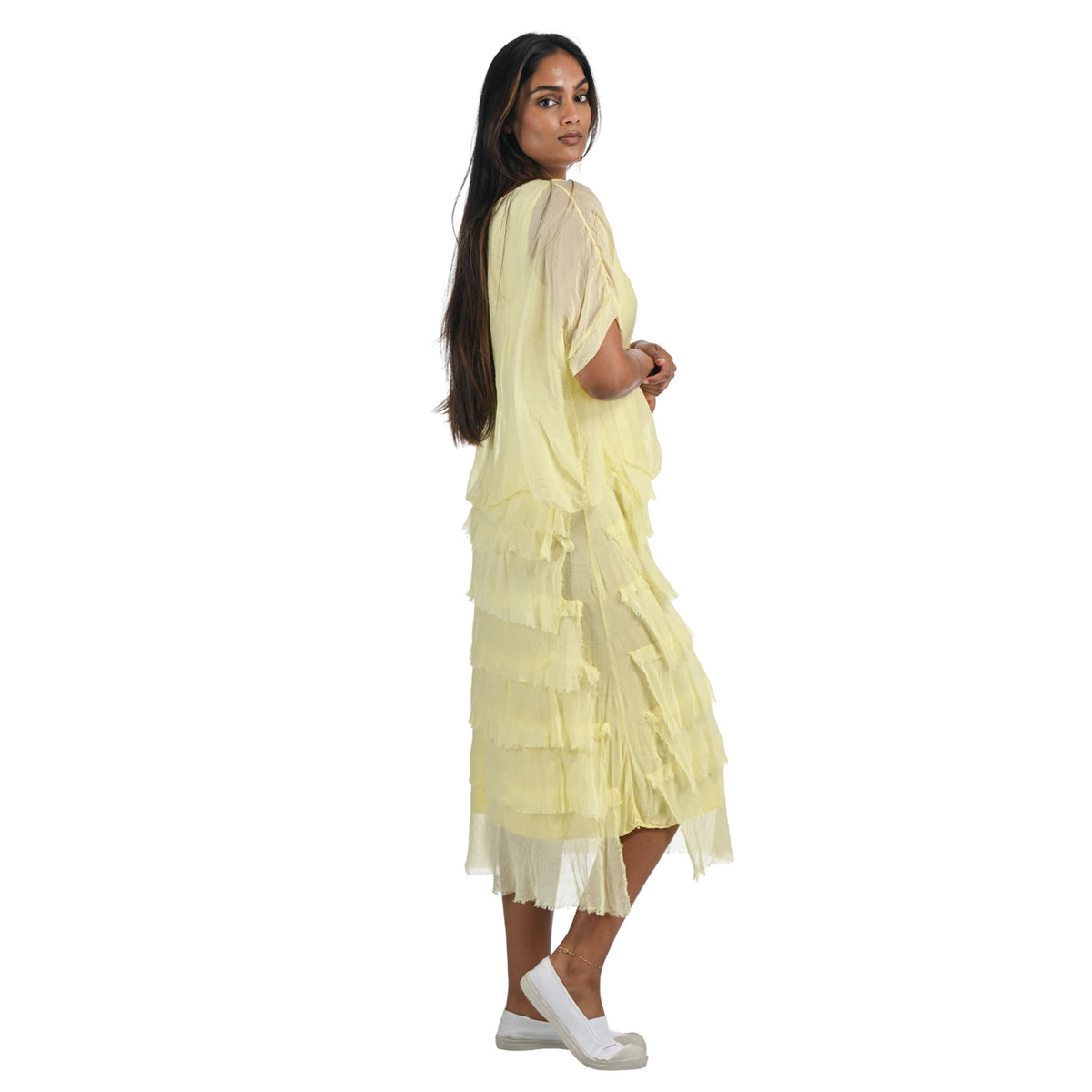 Double layer tiered silk dress
