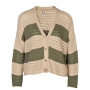 Wide stripe lace knit top