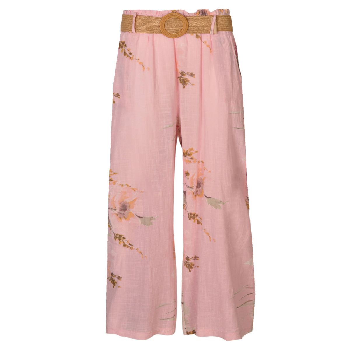 Giant daisy print belted pant