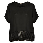 Crochet border linen mix top
