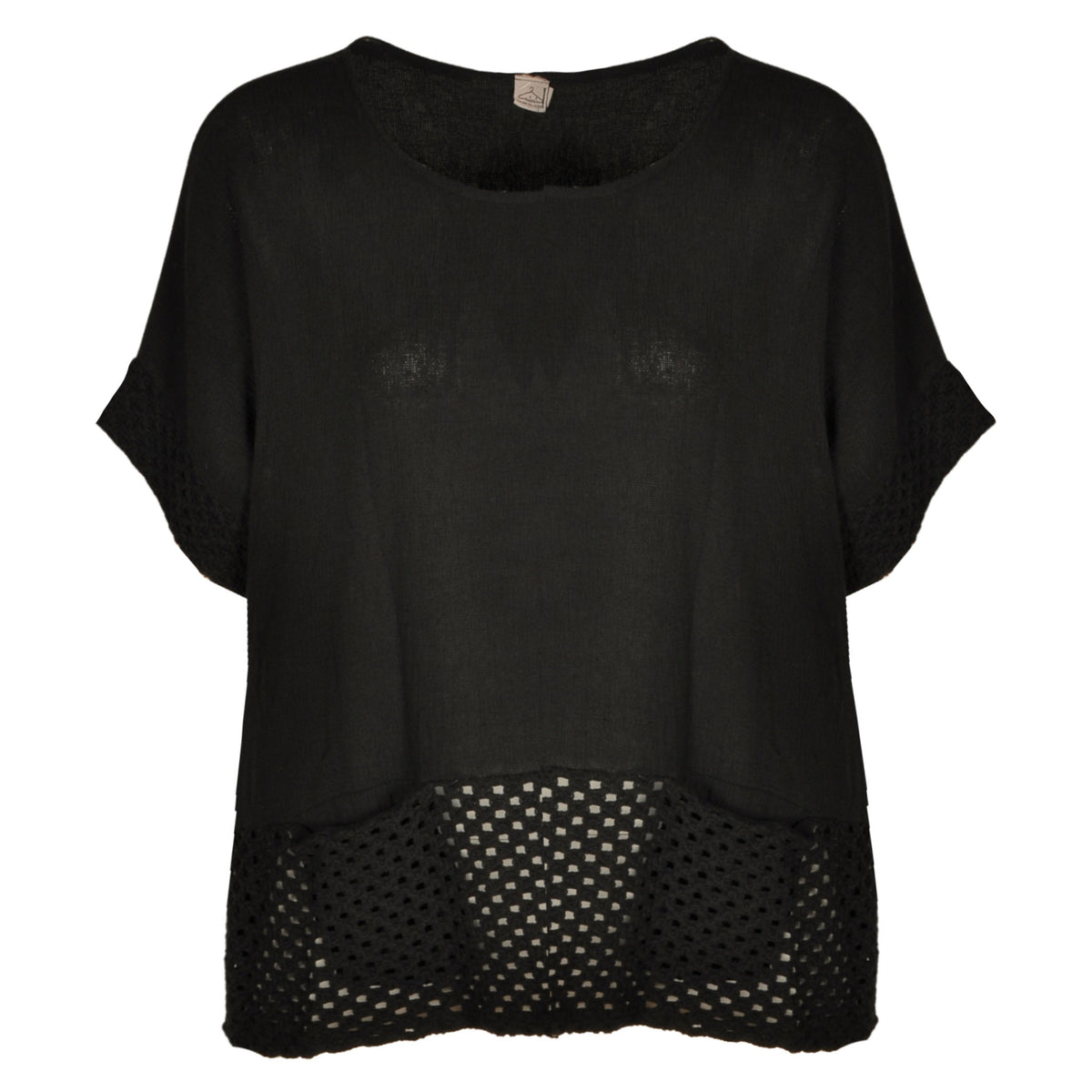 Crochet border linen mix top