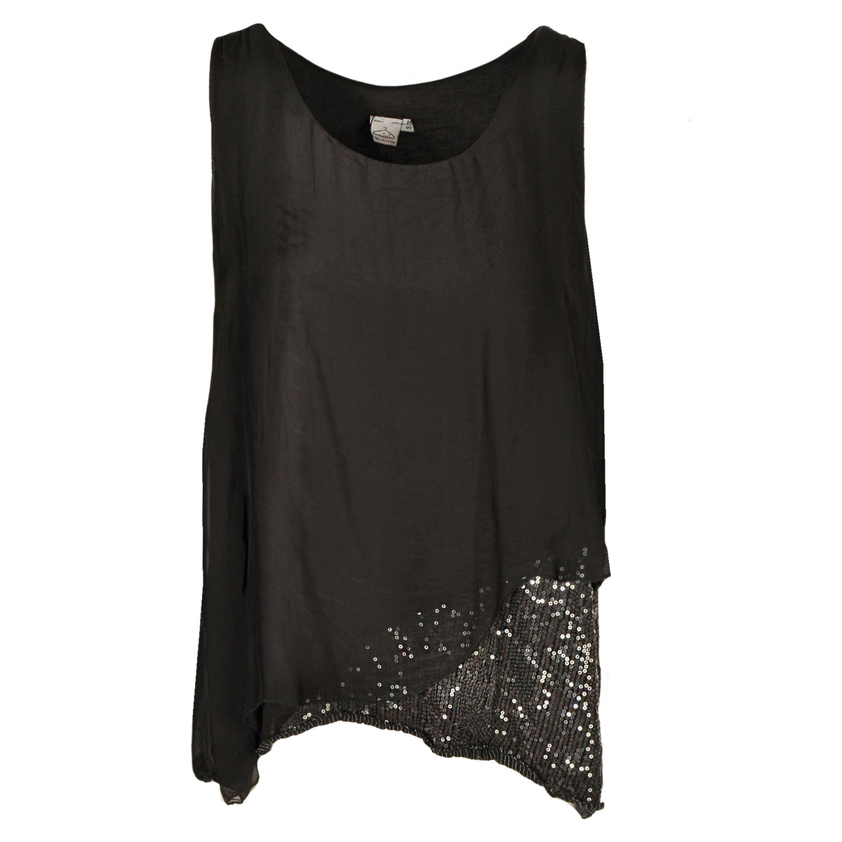 Sequin border silk top