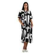 Geometric print panel dress