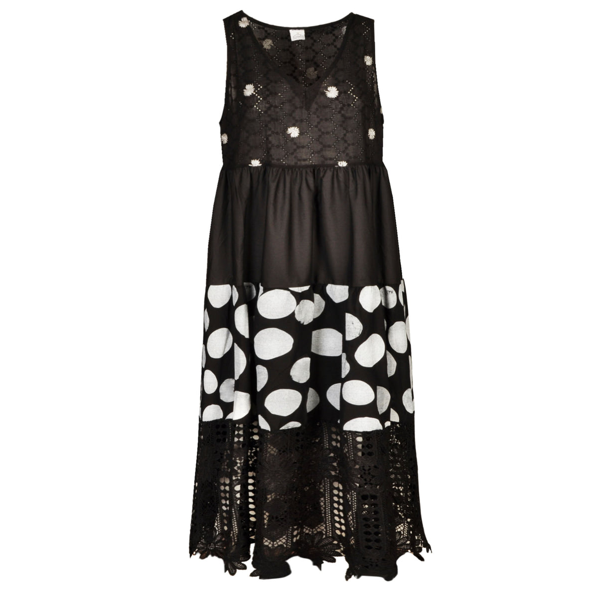 Patchwork tiered long dress