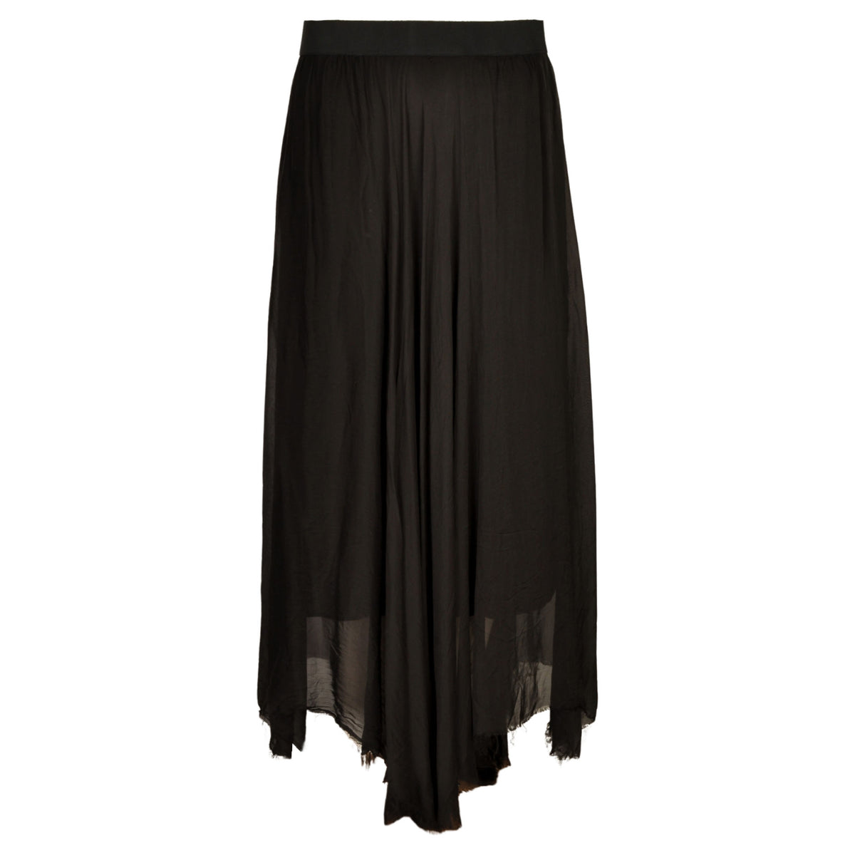 Double layered raw edge swing skirt