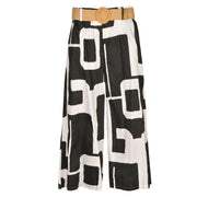 Belted geometric print crop pants