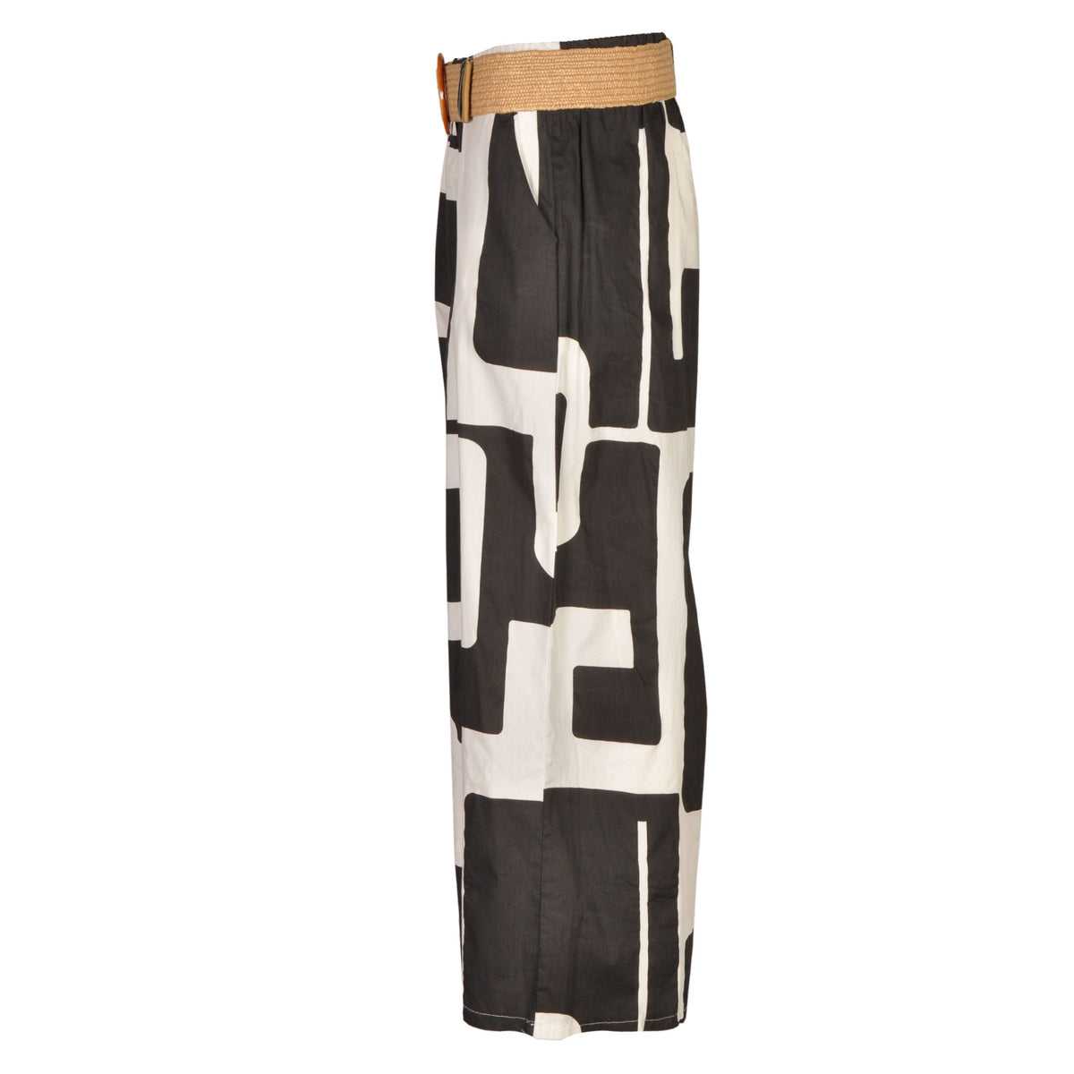 Belted geometric print crop pants