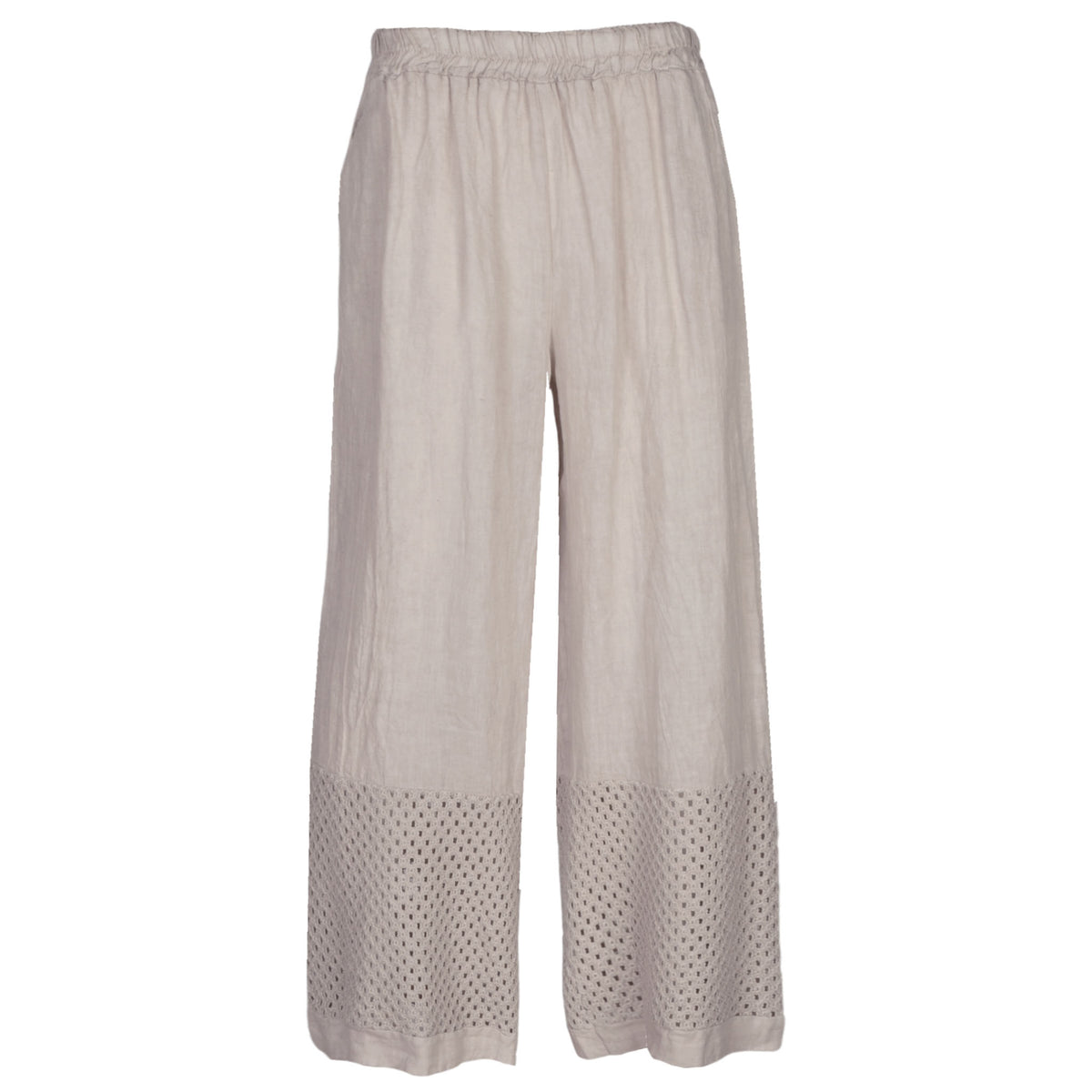 Crochet border linen pant