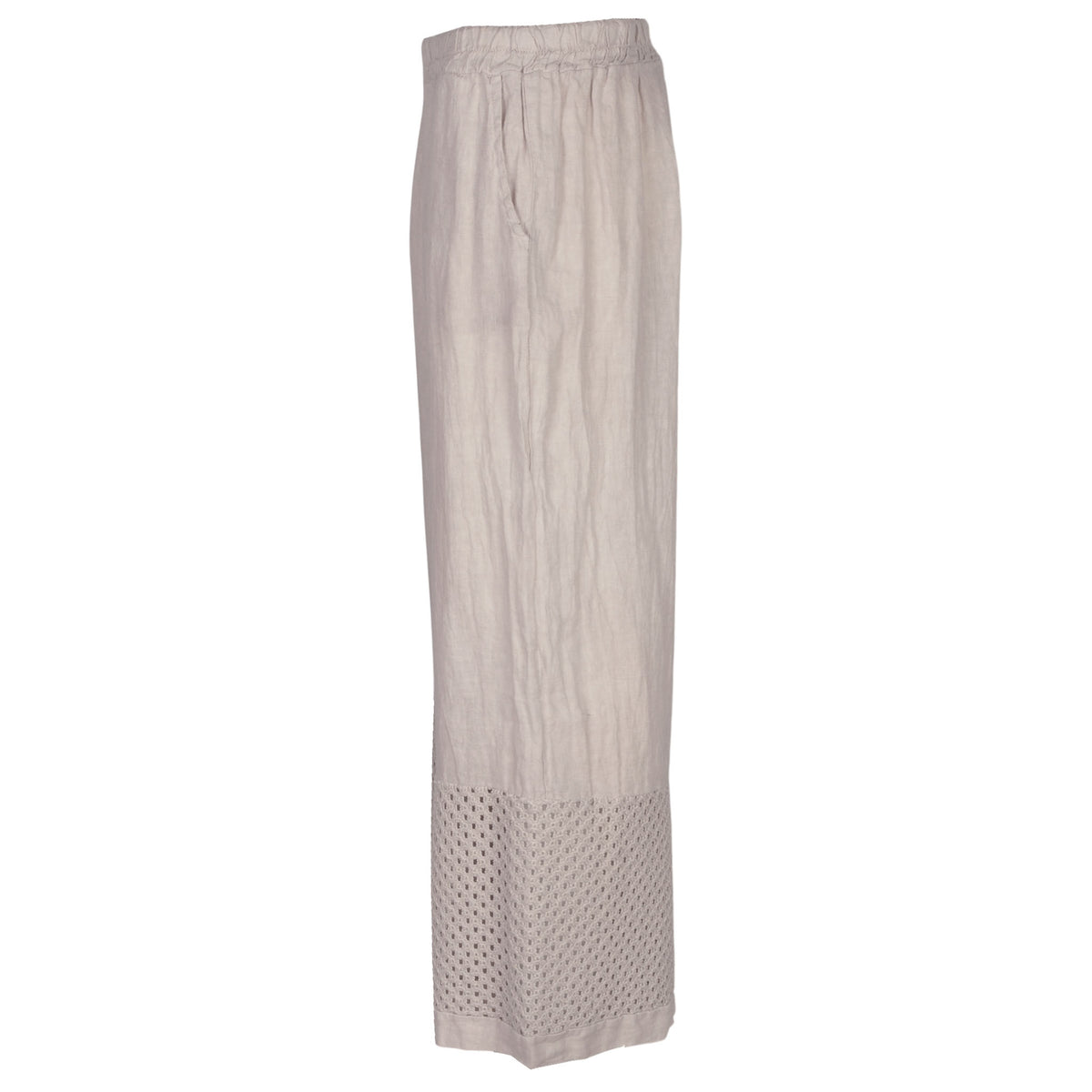 Crochet border linen pant