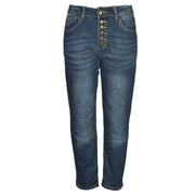 Battered square button jean