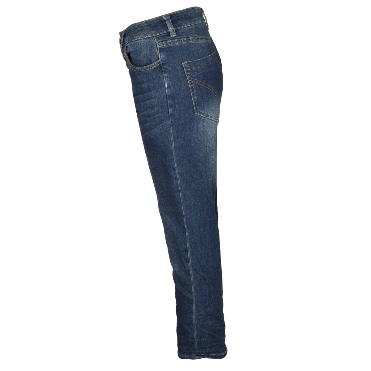 Battered square button jean