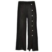 Button detail front slit linen mix pant