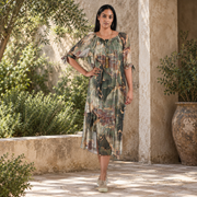 Marble print double layer silk dress