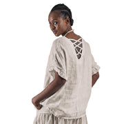 Criss cross back linen top