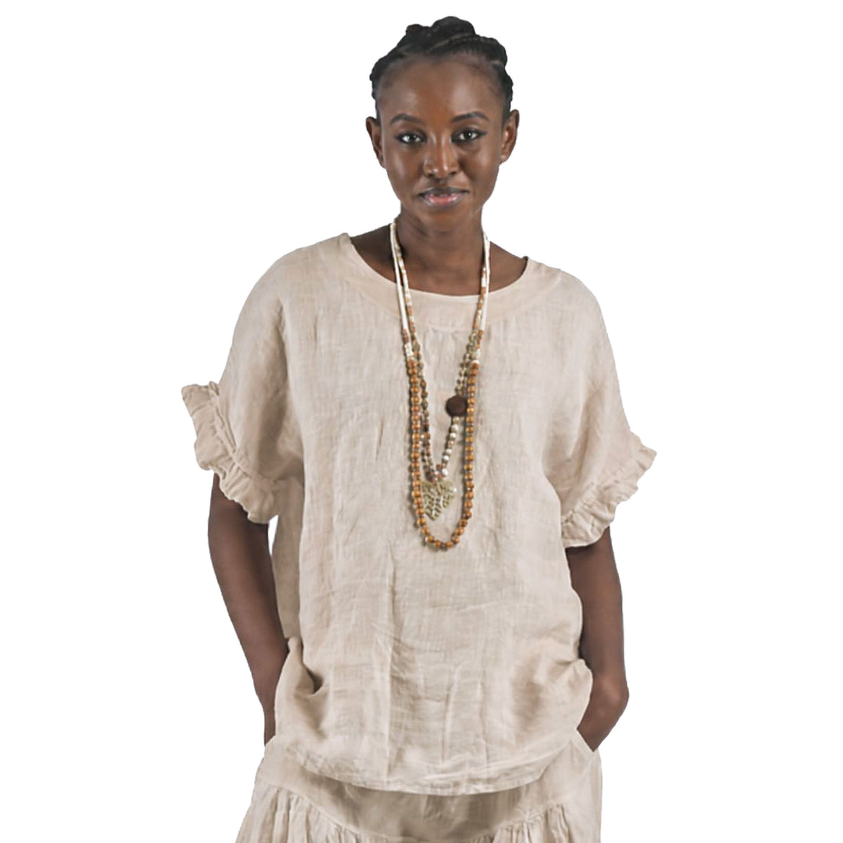 Criss cross back linen top