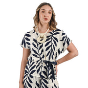 Seaweed print ribbon detail top