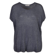Ribbed lurex boxy top