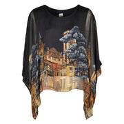 Historical buildings double layered silk top