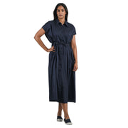 Drawstring eyelet shirt dress