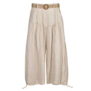 Belted bubble linen pants