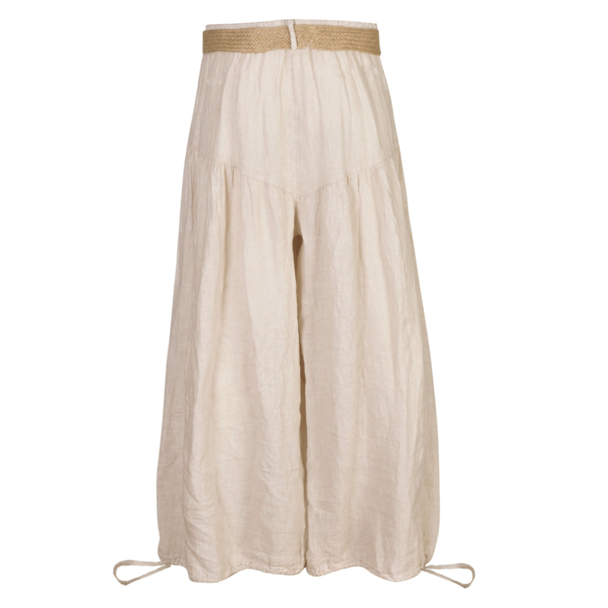 Belted bubble linen pants