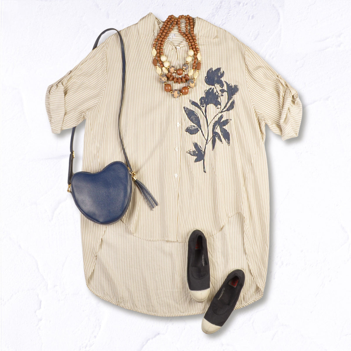 Giant flower striped shirt