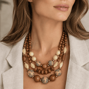 Paisley print wooden bead choker