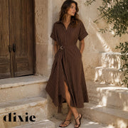Dixie pinstripe asymetric wrap dress